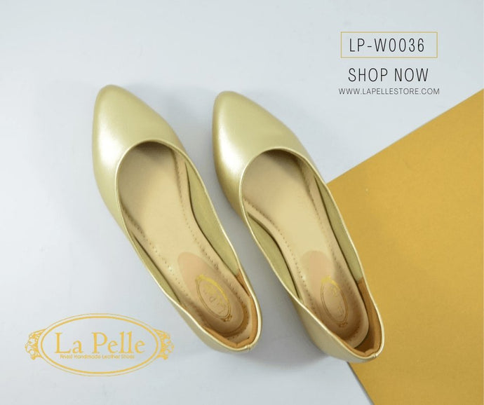 Gold pointed flat pumps - La Pelle Store