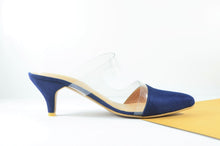 Load image into Gallery viewer, Blue Fantasy Transparent Suede Heels - La Pelle Store
