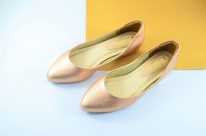 Rose Gold pointed flats - La Pelle Store