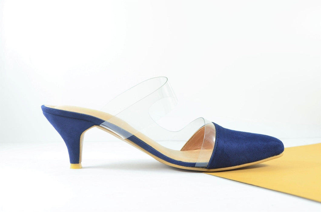 Blue Fantasy Transparent Suede Heels - La Pelle Store